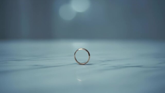 Hand Places Ring on Reflective Surface Softly