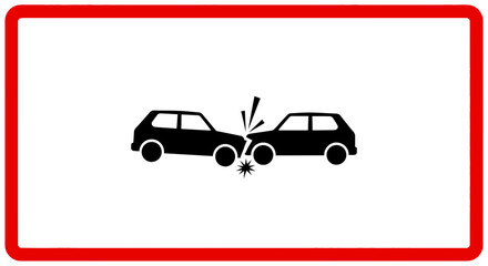 Car accident illustration collision of vehicles within red border design