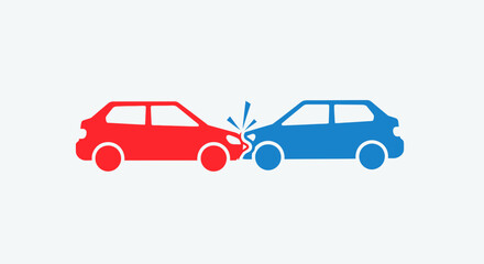 Car accident illustration red and blue vehicles colliding vector design
