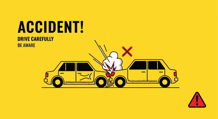 Car accident illustration road safety awareness with collision graphic