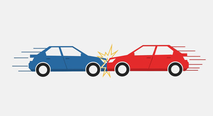 Car accident illustration two vehicles colliding in a graphic representation