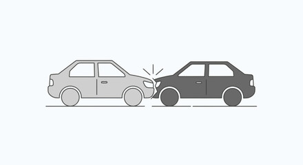 Car accident illustration two vehicles colliding safety risk concept