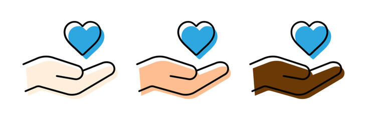 SDGs、多様性を象徴する青いハートと手のアイコン