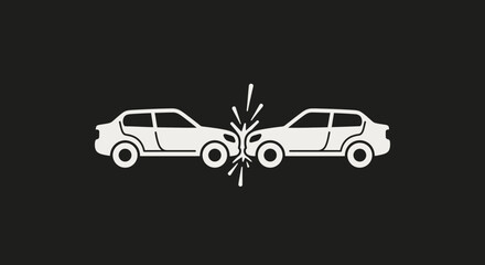 Fototapeta premium Car collision illustration symbol on a black background vector design