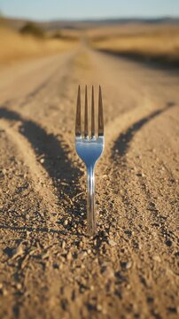 Fork in the Road Symbolizing Choice and Direction