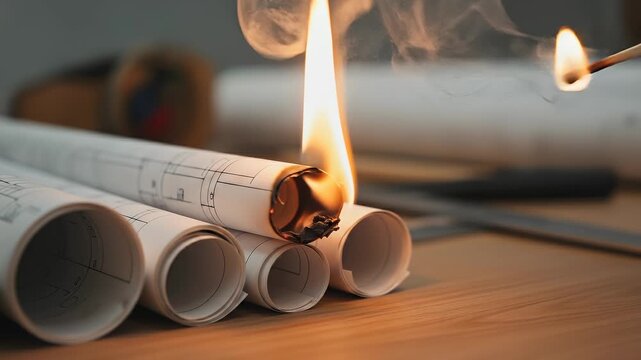 Burning Architectural Plans with a Matchstick Flame