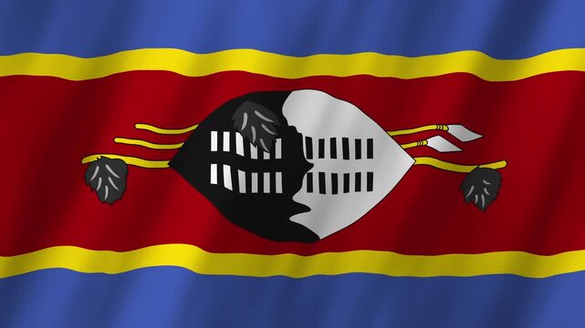 Eswatini Flag Waving on Wind, Realistic 4K Background Animation