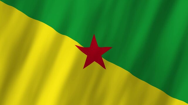 French Guiana Regional Flag Waving, Realistic 4K Background