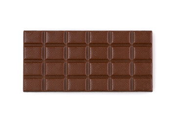 Milk chocolate bar isolated on white background.