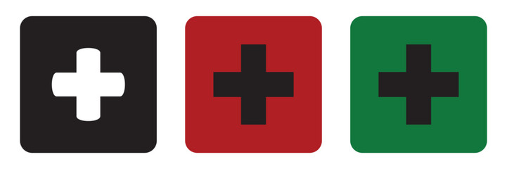 Obraz premium Medical Cross, First aid medical sign flat icon 