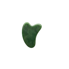 Green jade gua sha stone isolated On Transparent Background