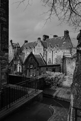 Maisons historiques d&rsquo;&Eacute;dimbourg en noir et blanc
