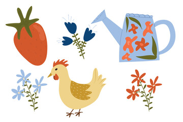 Hand-Drawn Spring Garden & Farmhouse Vector Set © Ruslanivna