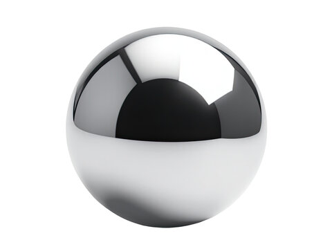A shiny silver ball on a white background