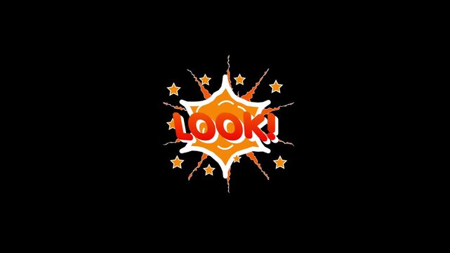 LOOP Word Retro Cartoon Comic Bubbles Pop Up Style, Expressions Color Bomb and Smoke Strip Dotted Animated comic book style, Caption bursting with energy on black  screen 4k doodle background