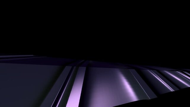 Abstract futuristic metallic surface illuminated by subtle purple light in deep darkness