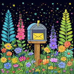 郵便ポストと虹