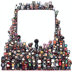 スマホで写真を撮る人々。群衆