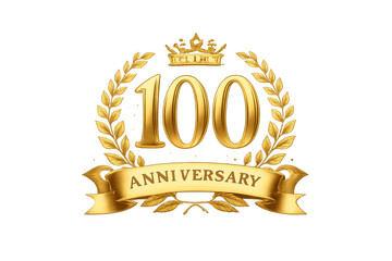 Golden 100 anniversary emblem with laurel wreath and crown