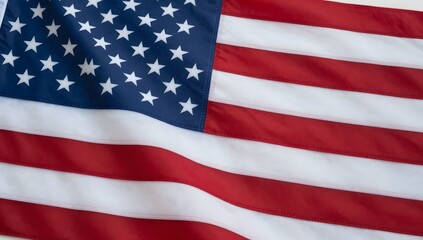 Obraz premium Close up of united states of america flag with white stars and red and white stripes