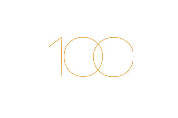 Orange outline number 100 on transparent background