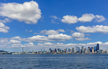 Seattle skyline looking east across Puget Sound from West Seattle