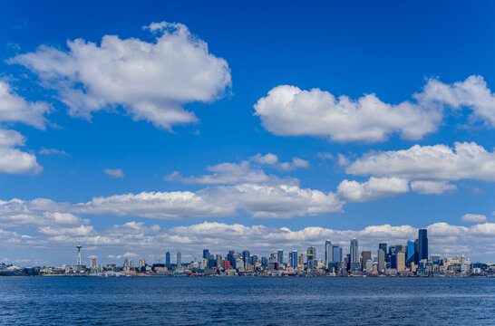 Seattle skyline looking east across Puget Sound from West Seattle