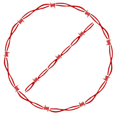 Barbed Wire Prohibition Sign Isolated on Transparent Background