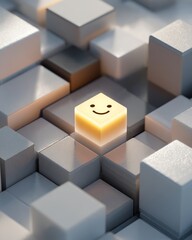 Obraz premium A modular grid environment with a happy face icon