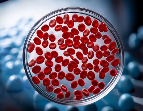 sickle cell anemia a molecular genetic disorder illustrated with normal and sickle shaped red blood cells in a scientific research lab