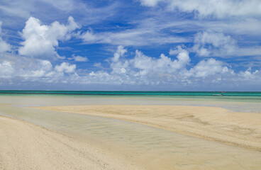 Fototapeta premium Scenic landscape of Anse Mourouk beach, Rodrigues Island, Indian Ocean, Mauritius, Africa