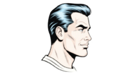 Stylized Male Profile Pop Art Illustration