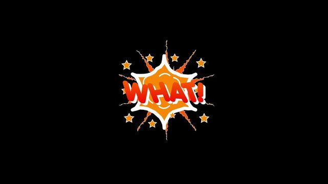 What text, Energetic Zap Lightning Graphic with Comic Explosion Cloud, Retro Speech Bubble Text Effect, Doodle Style Dotted Pattern, Black Screen Loopable 2d comic style 4K Background