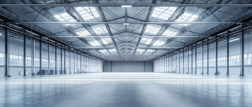 Modern Industrial Warehouse Interior with High Ceilings