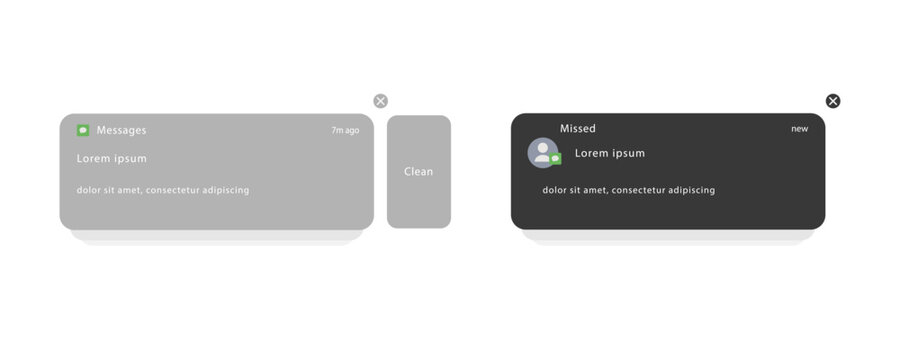 Push notification mockup. Smartphone sms messages or push notifications.