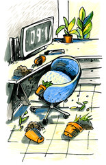 Office Mess After Plant Accident