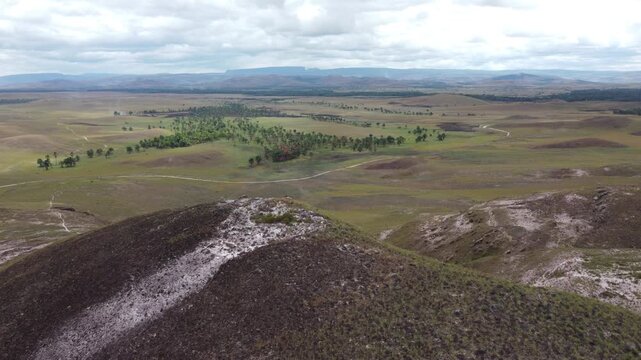 Cinematic view of the Gran Sabana of Venezuela, Jurassic inspired landscape