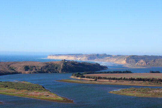Aerial view of the mouth of the Rapel River