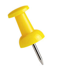 Bright yellow plastic push pin stationery object with a sharp metal point&nbsp;