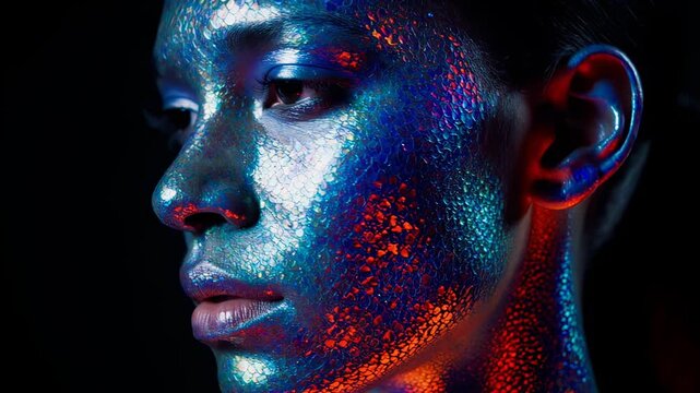 Shifting Color Morphing Skin Portrait - Iridescent Chameleon Effect