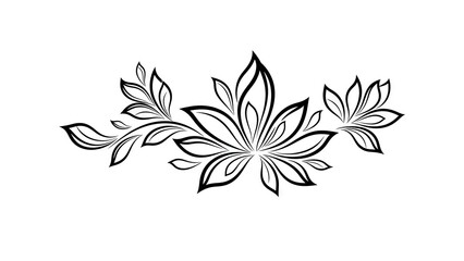 Elegant floral design with stylized leaves and petals on white background