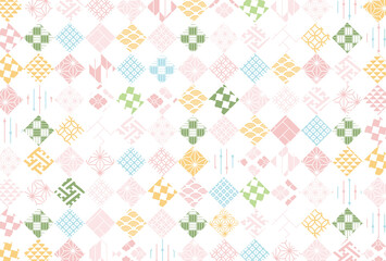 【春の背景素材】伝統文様のカラフルな和柄イラスト
