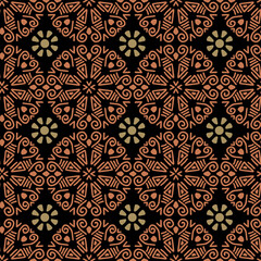 Obraz premium Seamless illustrated pattern made of abstract elements in beige, brown and black