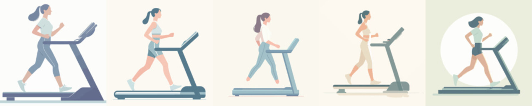 Vector Illustration of a Woman Running on a Treadmill