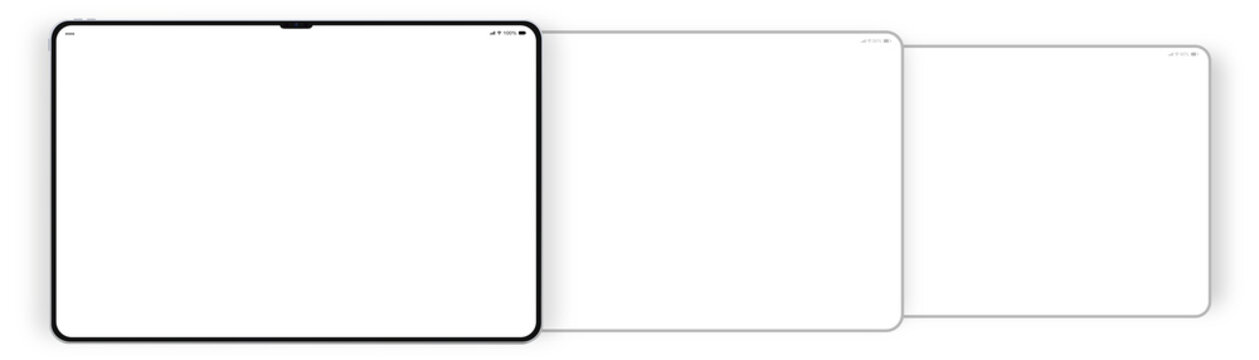 Tablet Computer Landscape - for App Display - Mockup for Presentation - 1x3 Screens - left
