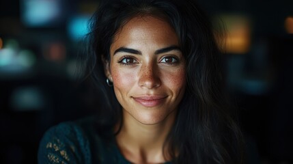 Obraz premium Portrait of a confident young Hispanic professional smiling in her office