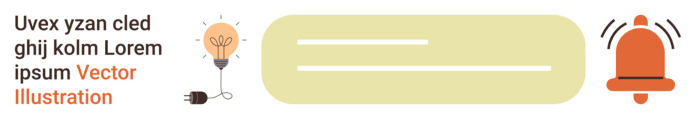 Innovation, reminders, notifications, creativity, design concepts, technology. Light bulb and bell with text space in a banner. Innovation and reminders concept