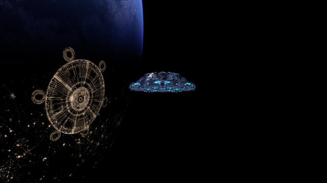 地球とUFO　3DCGレンダリング