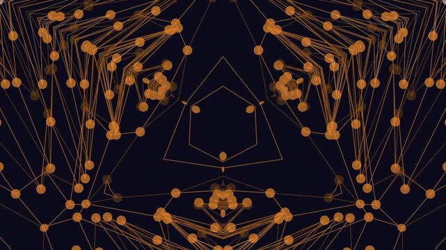 Abstract digital network connection background loop. futuristic data visualization motion graphic template with symmetrical kaleidoscope structure.