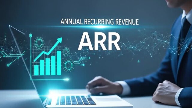 arr concept Annual recurring revenue arr concept with business growth chart on laptop
